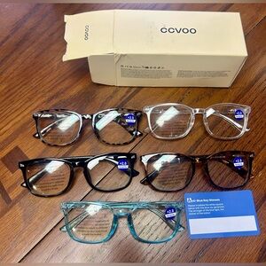 CCVOO Blue Light Blocking +2.0 Anti-Blue Light Glasses Set (Includes 5 pairs)